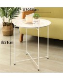 Кръгла метална сгъваема масичка за кафе с поднос за балкон, тераса, бяла